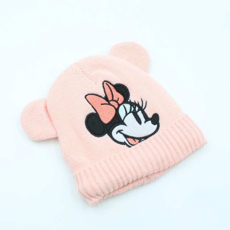 ⁦طاقية صوف MINNIE MOUSE عمر 1-3 سنوات زهري فاتح⁩ - الصورة ⁦1⁩