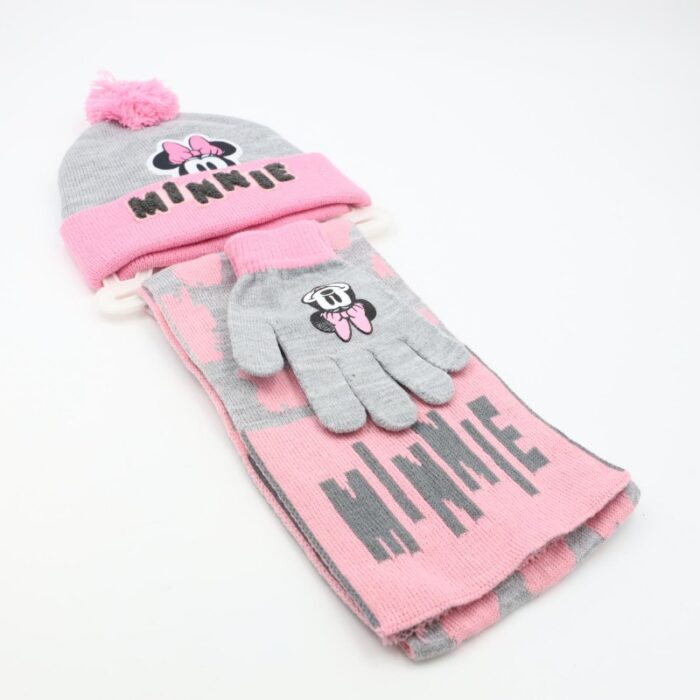 ⁦بكج ديزني طاقية +كفوف + لفحة MINNIE MOUSE سكني⁩ - الصورة ⁦5⁩