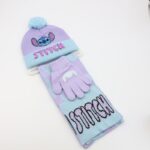 بكج ديزني طاقية +كفوف + لفحة STITCH بنفسجي فاتح وأزرق فاتح