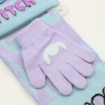 ⁦بكج ديزني طاقية +كفوف + لفحة STITCH بنفسجي فاتح وأزرق فاتح⁩ - الصورة ⁦3⁩