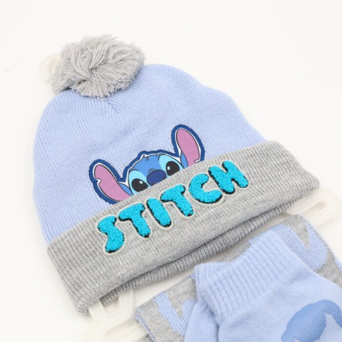 ⁦بكج ديزني طاقية +كفوف + لفحة STITCH بنفسجي ورمادي⁩ - الصورة ⁦2⁩