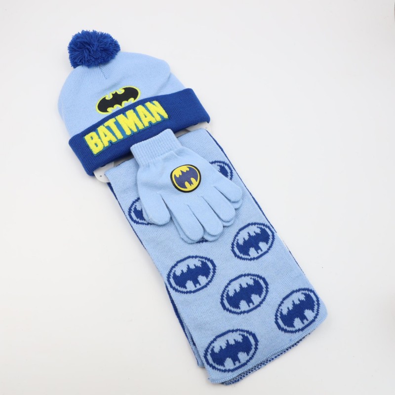 ⁦بكج ديزني طاقية +كفوف + لفحة BATMAN ازرق⁩ - الصورة ⁦1⁩