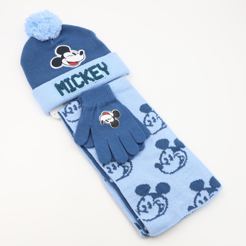 ⁦بكج ديزني طاقية +كفوف + لفحة MICKEY MOUSE ازرق وازرق فاتح⁩ - الصورة ⁦1⁩