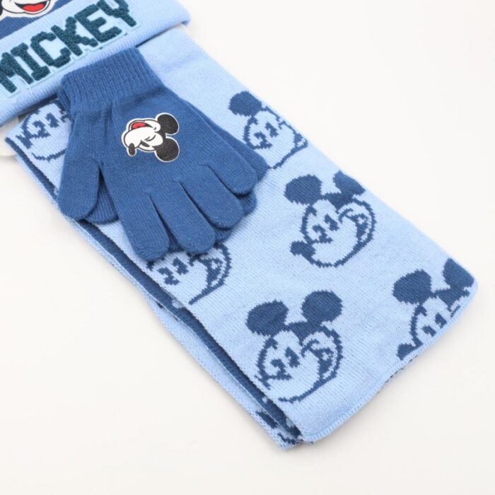 ⁦بكج ديزني طاقية +كفوف + لفحة MICKEY MOUSE ازرق وازرق فاتح⁩ - الصورة ⁦4⁩