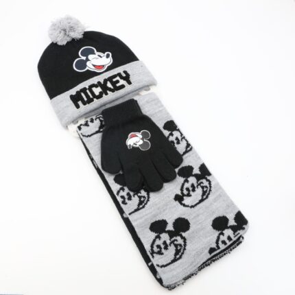 بكج ديزني طاقية +كفوف + لفحة MICKEY MOUSE اسود وسكني