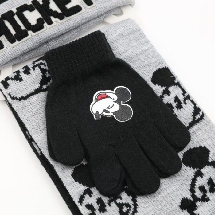 ⁦بكج ديزني طاقية +كفوف + لفحة MICKEY MOUSE اسود وسكني⁩ - الصورة ⁦3⁩