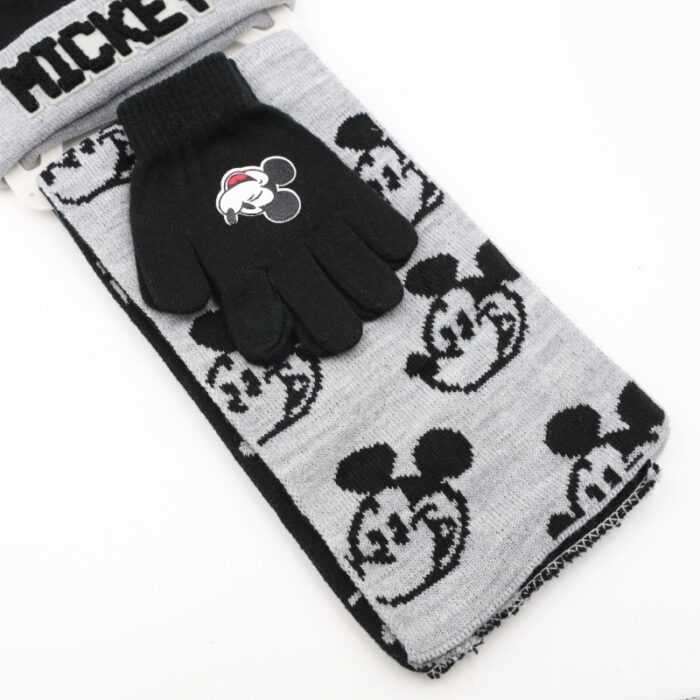 ⁦بكج ديزني طاقية +كفوف + لفحة MICKEY MOUSE اسود وسكني⁩ - الصورة ⁦4⁩