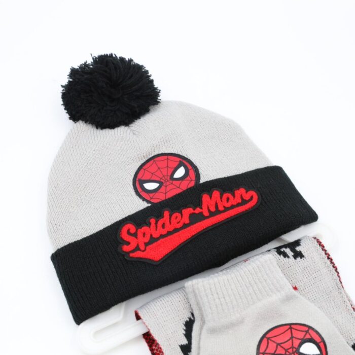 ⁦بكج ديزني طاقية +كفوف + لفحة SPIDER MAN اسود ورمادي⁩ - الصورة ⁦2⁩