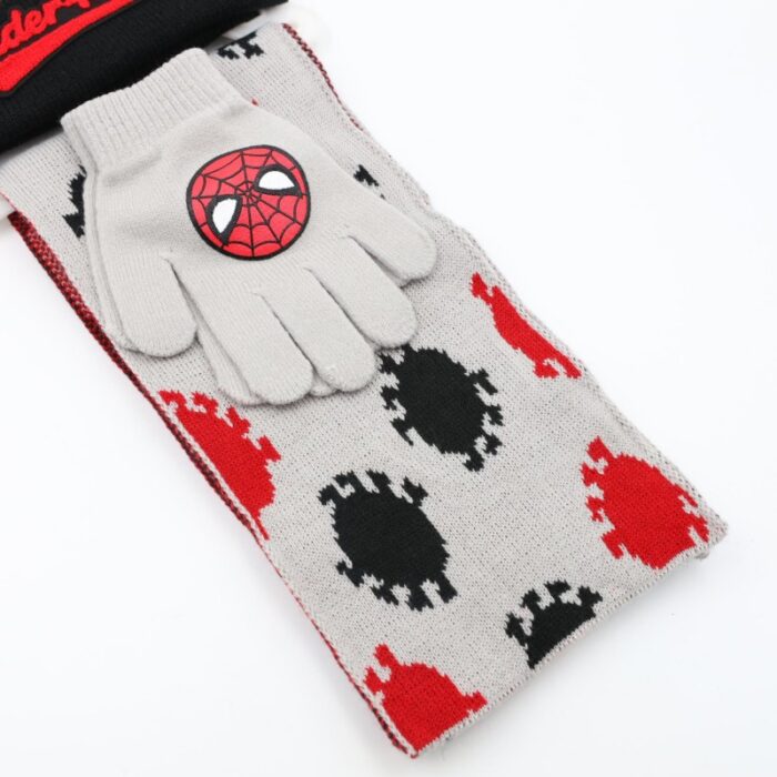 ⁦بكج ديزني طاقية +كفوف + لفحة SPIDER MAN اسود ورمادي⁩ - الصورة ⁦4⁩