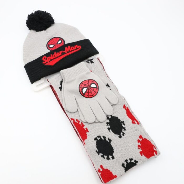 ⁦بكج ديزني طاقية +كفوف + لفحة SPIDER MAN اسود ورمادي⁩ - الصورة ⁦5⁩