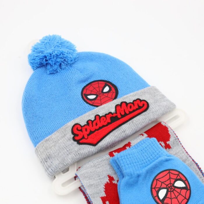 ⁦بكج ديزني طاقية +كفوف + لفحة SPIDER MAN ازرق ورمادي⁩ - الصورة ⁦2⁩