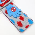 ⁦بكج ديزني طاقية +كفوف + لفحة SPIDER MAN ازرق ورمادي⁩ - الصورة ⁦3⁩
