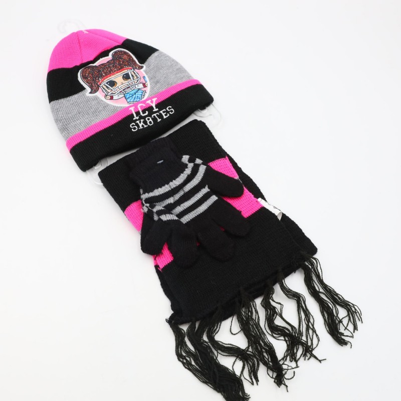 ⁦بكج LOL طاقية + كفوف + لفحة لون اسود+سكني⁩ - الصورة ⁦1⁩