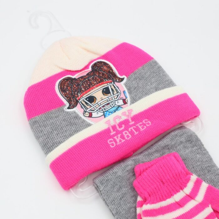 ⁦بكج LOL طاقية + كفوف +لون لفحة فوشي+سكني⁩ - الصورة ⁦2⁩