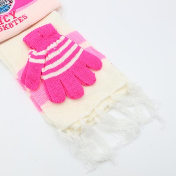 ⁦بكج LOL طاقية + كفوف + لفحة لون ابيض + فوشي⁩ - الصورة ⁦4⁩