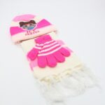 ⁦بكج LOL طاقية + كفوف + لفحة لون ابيض + فوشي⁩ - الصورة ⁦5⁩