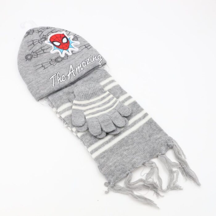 103391600_68de8a1e8f75c بكج SPIDER MAN طاقية + كفوف + لفحة لون رمادي - الصورة 1