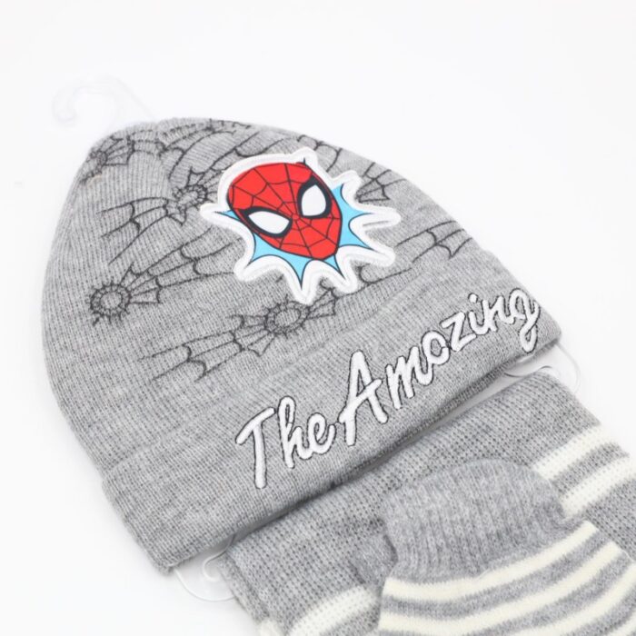 ⁦بكج SPIDER MAN طاقية + كفوف + لفحة لون رمادي⁩ - الصورة ⁦2⁩