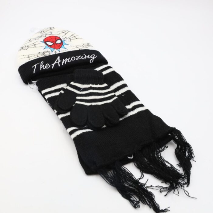 ⁦بكج SPIDER MAN طاقية + كفوف + لفحة لون ابيض واسود⁩ - الصورة ⁦5⁩