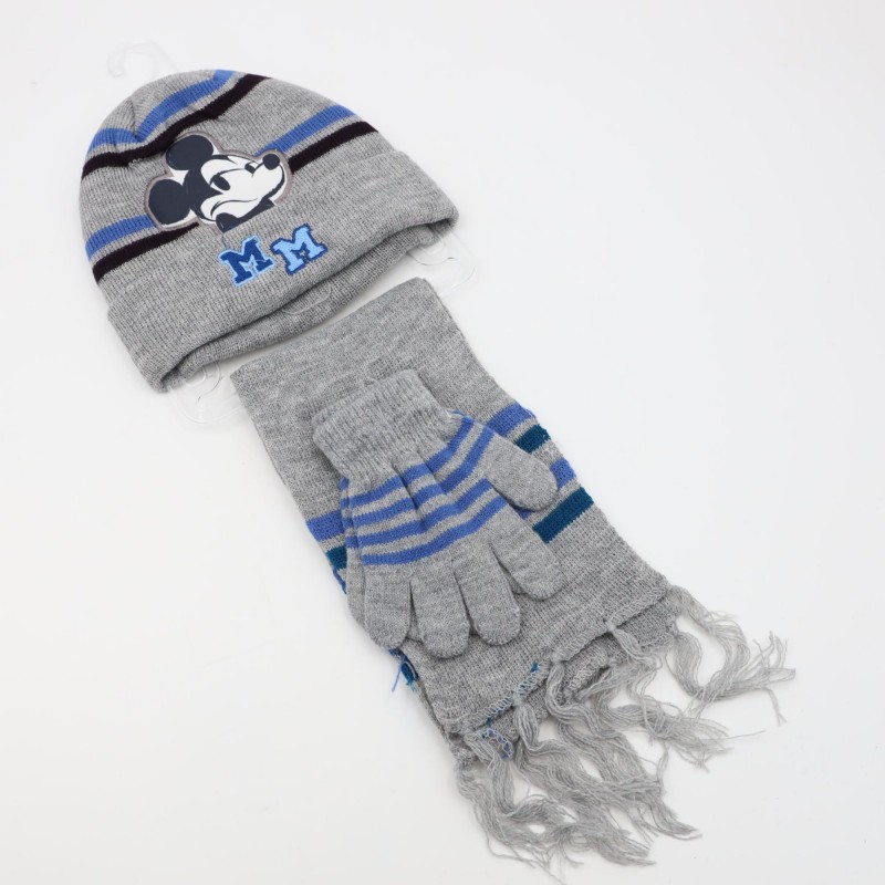 ⁦بكج MICKEY MOUSE طاقية + كفوف + لفحة لون سكني⁩ - الصورة ⁦1⁩