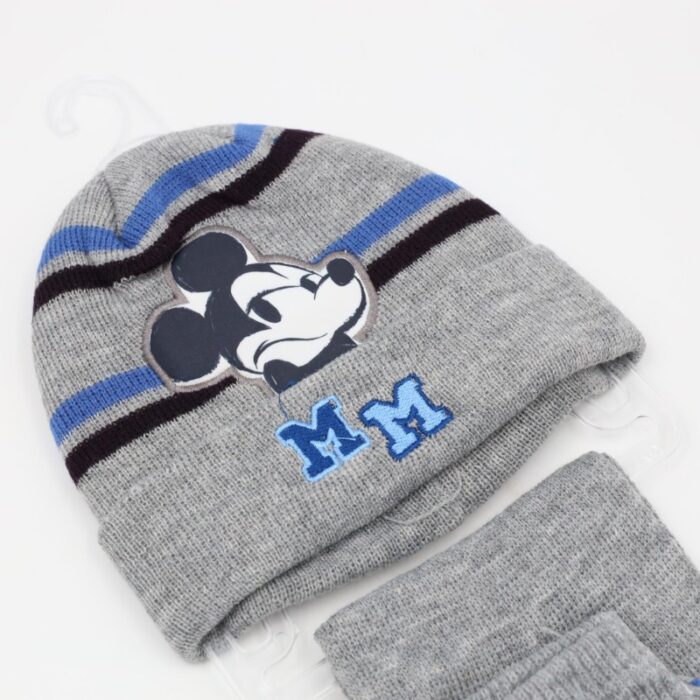 ⁦بكج MICKEY MOUSE طاقية + كفوف + لفحة لون سكني⁩ - الصورة ⁦2⁩