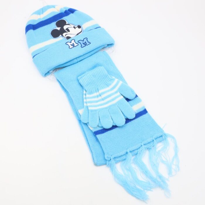 103391604_68de8a2c35985 بكج MICKEY MOUSE طاقية + كفوف + لفحة لون ازرق - الصورة 1