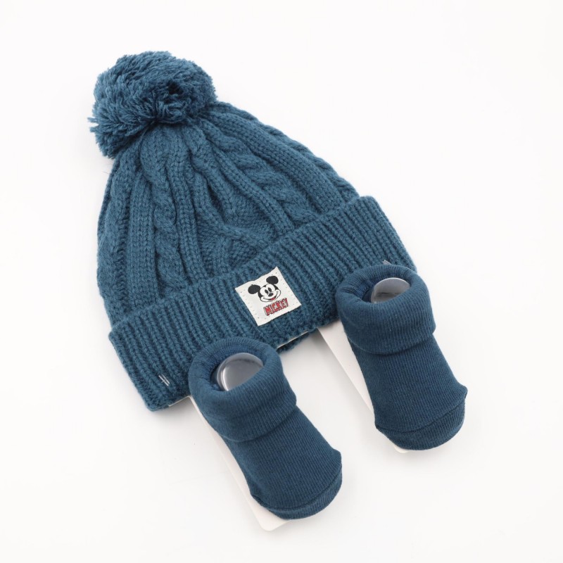 ⁦بكج طاقية + جرابات لمولد جديد MICKEY MOUSE لون كحلي⁩ - الصورة ⁦1⁩