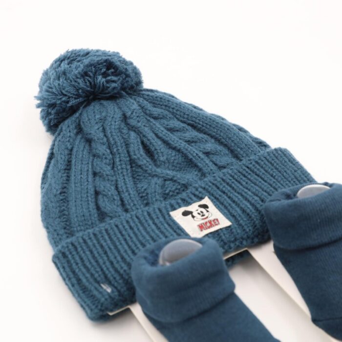 ⁦بكج طاقية + جرابات لمولد جديد MICKEY MOUSE لون كحلي⁩ - الصورة ⁦3⁩