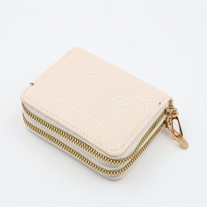 ⁦جزدان ستاتي جلد سحابين حجم صغير لون ابيض اوفوايت⁩ - الصورة ⁦4⁩