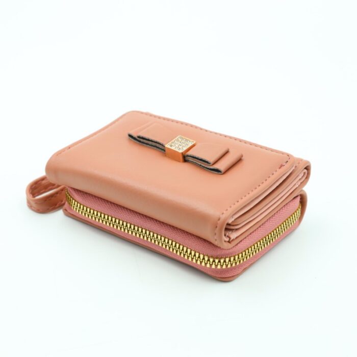 ⁦جزدان ستاتي جلد حجم صغير سحاب + خانة إضافية للكروت والنقود الورقية - لون بني⁩ - الصورة ⁦2⁩