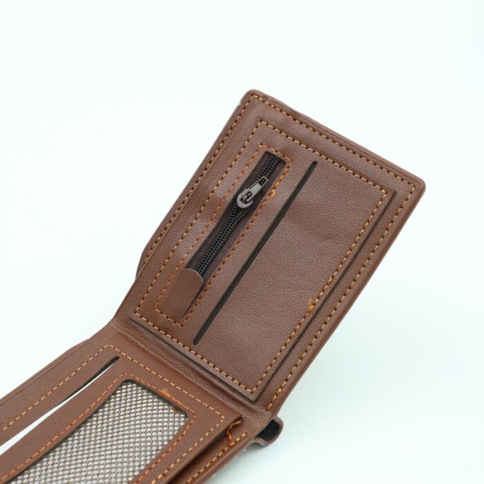 ⁦جزدان رجالي شبابي لون عسلي وأبيض⁩ - الصورة ⁦4⁩