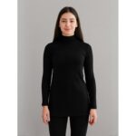 بلوزة بودي جولف بأكمام طويلة للنساء لون أسود