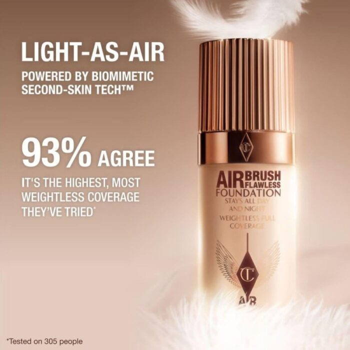 ⁦Charlotte Tilbury Airbrush Flawless Foundation 2 Cool 30ml -شارلوت تلبوري كريم أساس اير برش فلوليس⁩ - الصورة ⁦3⁩