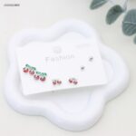 طقم حلوق مجموعة شكل كرز لون فضي