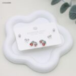 طقم حلوق مجموعة شكل كرزة لون فضي