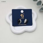 طقم حلوق أنيق زركون مع جهة ملونة لون فضي واسود