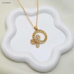 سلسال دائري شكل سلسلة مع فراشة زركون لون ذهبي
