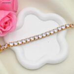 سوار زركون شكل دائري متتالي لون ذهبي