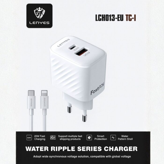 ⁦Lenyes LCH013-EU TC-I – شاحن سريع Water Ripple Series مع كفالة سنة⁩ - الصورة ⁦2⁩