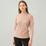 بلوزه قطن ستاتية كم طويل نصف قبة جولف لون زهري فاتح