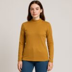 بلوزه قطن ستاتية كم طويل نصف قبة جولف لون أصفر