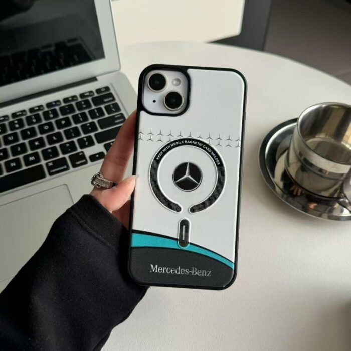 ⁦كفر جوال ايفون 16 برو ماكس مع حلقة مج سيف جودة عالية تصميم مرسيدس⁩ - الصورة ⁦2⁩