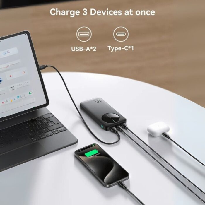 ⁦Jr-pbf12باور بانك جويروم العالمية تدعم الشحن السريع بسعة 10000 ملي أمبير مع اضاءة للإشارة إلى نسبة الشحن كفالة ٣ سنوات⁩ - الصورة ⁦2⁩