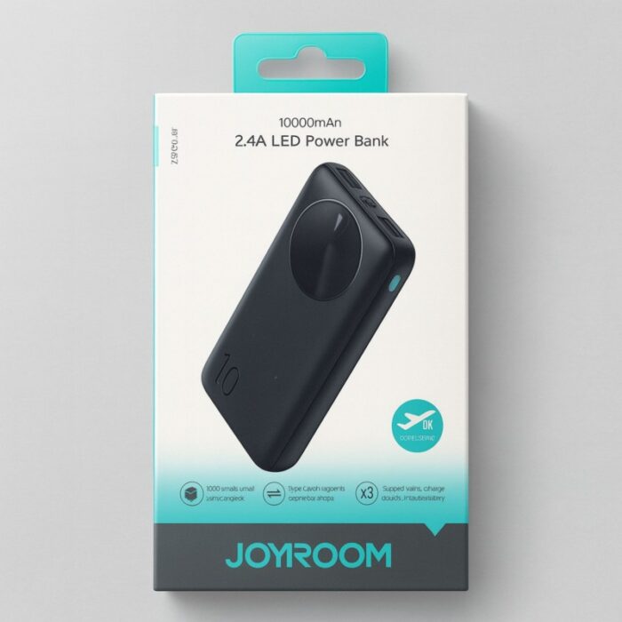 ⁦Jr-pbf12باور بانك جويروم العالمية تدعم الشحن السريع بسعة 10000 ملي أمبير مع اضاءة للإشارة إلى نسبة الشحن كفالة ٣ سنوات⁩ - الصورة ⁦5⁩