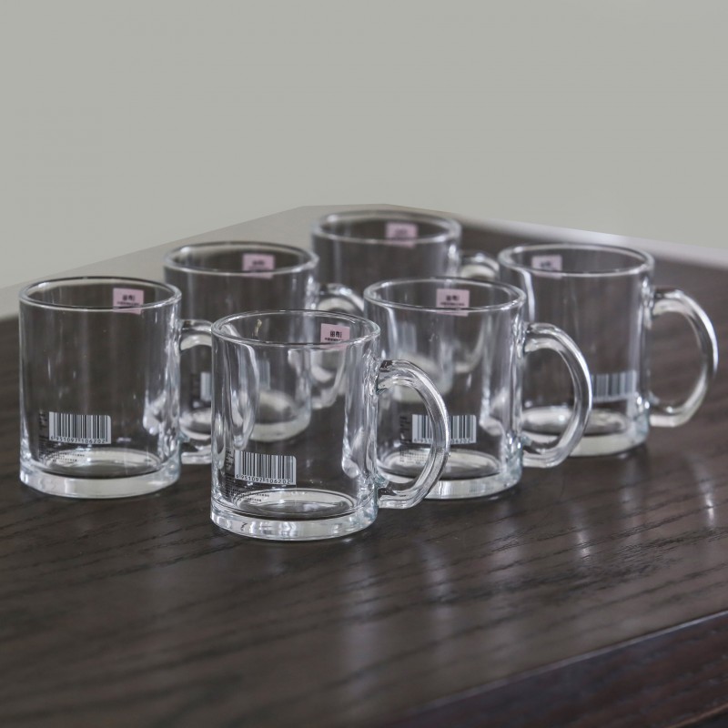 ⁦طقم فناجين / مج 300مل زجاج شفاف عدد 6 مجات⁩ - الصورة ⁦1⁩