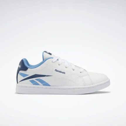 حذاء ريبوك رويال كومبليت للأطفال لون أبيض وأزرق ونعل أبيض- Reebok Kids' Royal Complete Shoes