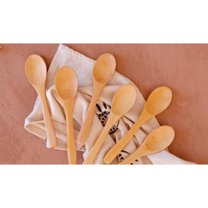 ⁦طقم 6 معالق صغار خشب بامبو⁩ - الصورة ⁦1⁩