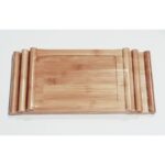 ⁦طقم صواني خشب بامبو مكون من 3 صواني بأحجام مختلفة لون خشبي⁩ - الصورة ⁦6⁩