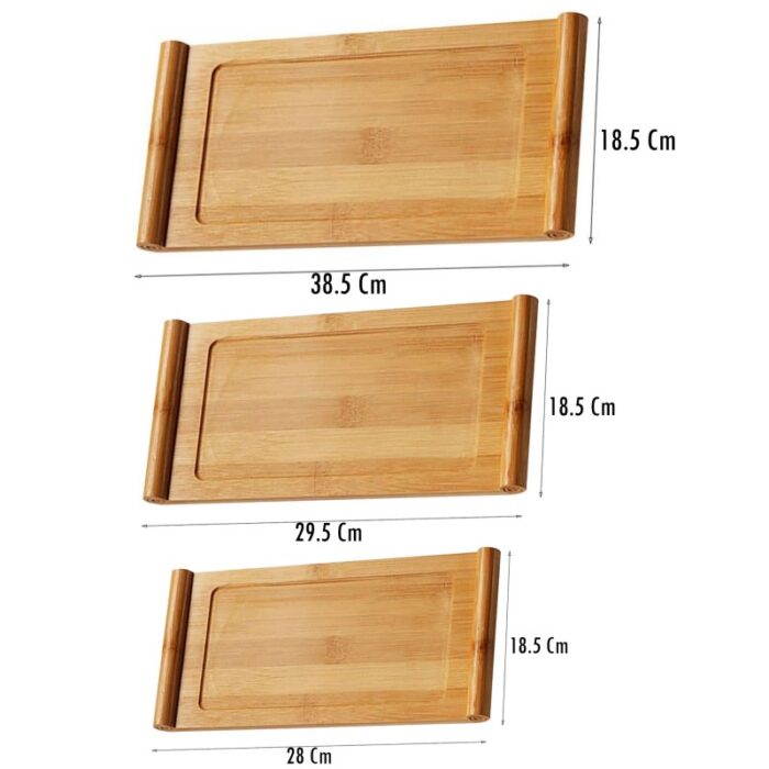 ⁦طقم صواني خشب بامبو مكون من 3 صواني بأحجام مختلفة لون خشبي⁩ - الصورة ⁦7⁩