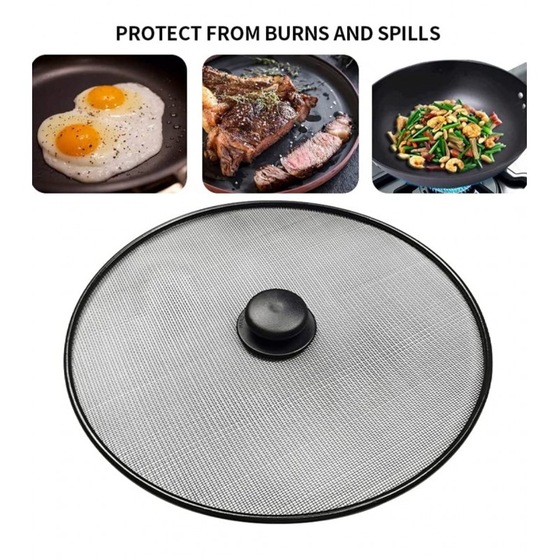 ⁦غطاء مقلى شبك قطر 25 سم لمنع خروج الزيت الساخن اثناء القلي⁩ - الصورة ⁦1⁩